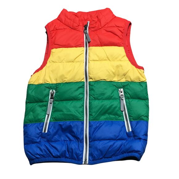 Hanna Andersson Girls rainbow Down Puffer Vest Jacket Full Zip Softshell 5 - Picture 1 of 7